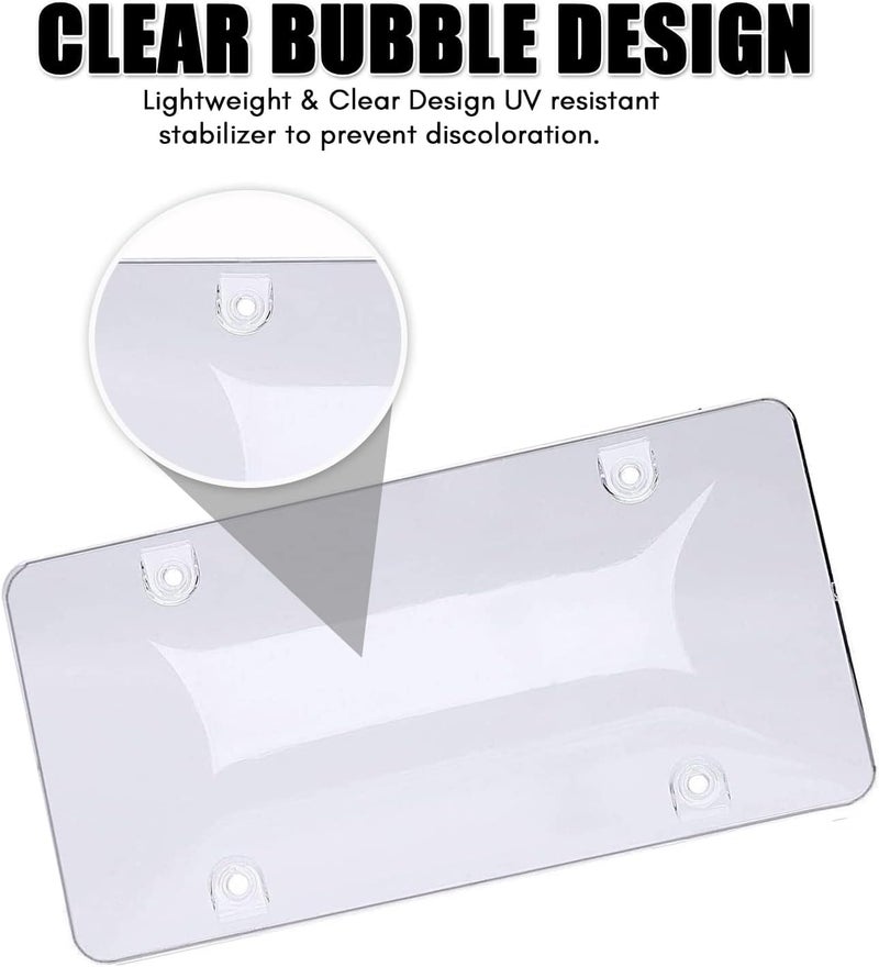 ZONETECH Zone Tech Clear License Plate Cover Frame Shields - 2-Pack All Weather Novelty/License Plate Bubble Shields -Fits Any Standard US Plates-Protects Front and Back License Plates - Image 3
